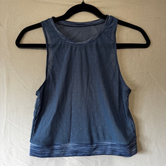 Zyia Active Tops - Zyia Womens Mesh Crop Top M Sheer Polka Dot Blue Stretchy Athleisure Sporty READ